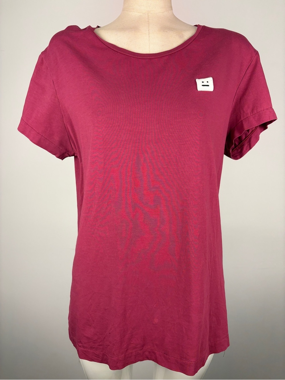 Acne Studios Nash Face Patch Tee - Burgundy Red T-Shirt M